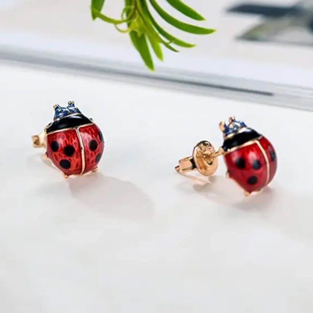 NEW! Ladybug Stud Earrings - Good Luck Charm for Women